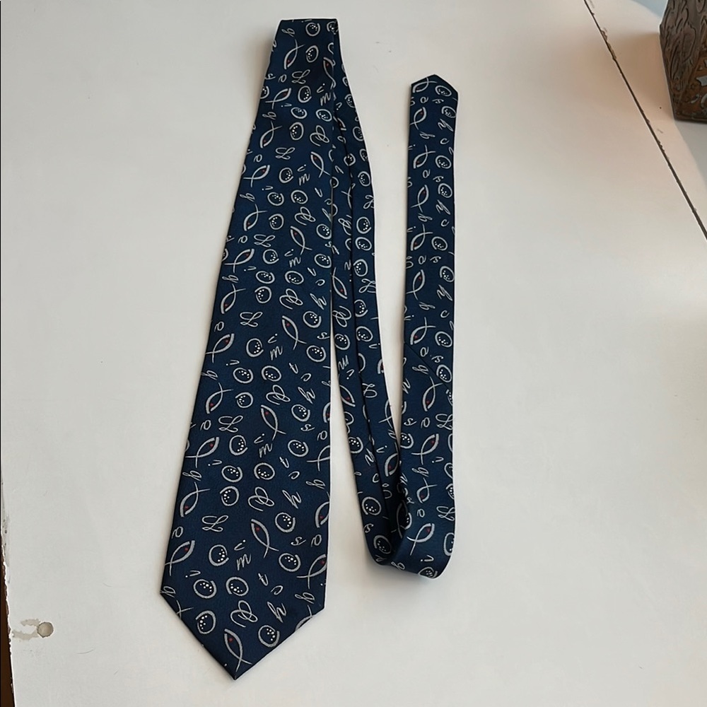 Navy Blue Patterned Men's Tie